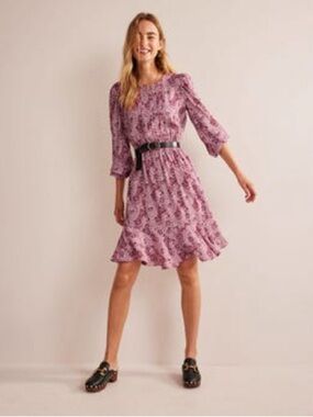 Boden Pleated Peplum Mini Dress in Paisley